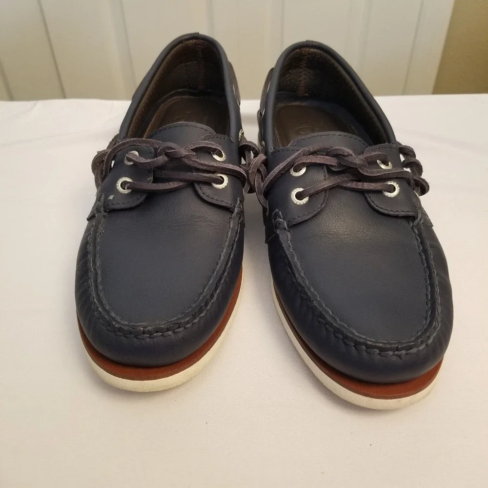 Sperry Gold Cup Authentic Boat Shoes Navy Blue Leather Mens Loafers Sz 7.5